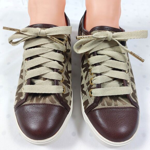 Michael Kors Logo City Sneakers Womens Sz 5 1/2 Medium Brown Excellent Condition - Picture 11 of 16
